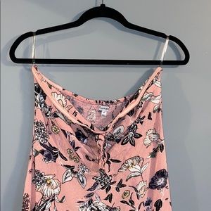 Pink / black/ white flora mini dress